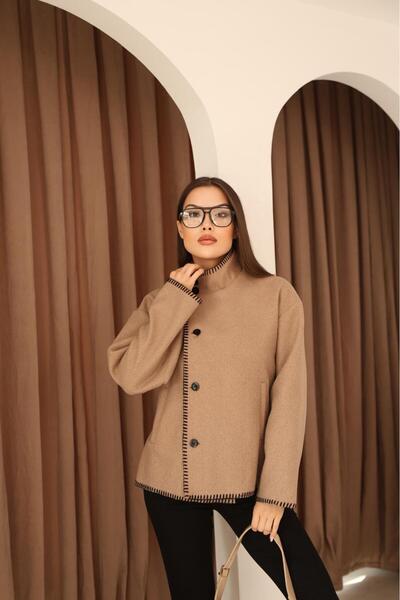 Leo Ferre Women's Mink New Season Shepherd's Stitch Mock Neck Coat.1208