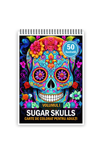 Legendary Gifts Carte de colorat pentru adulți, 50 de ilustrații, Cranii de z...