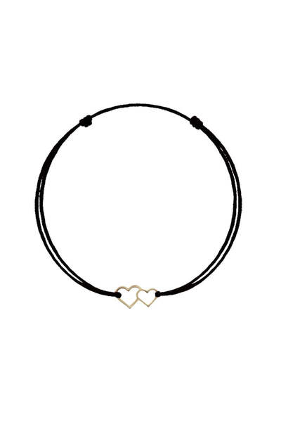 Bijuteria SORELLY Brățară din aur de 14k cu două inimioare negre