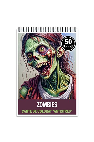 Legendary Gifts Carte de colorat antistres, 50 de ilustrații cu zombi, Format: A4,