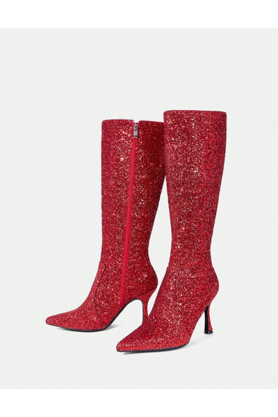Sheya Shein heeled boots, red