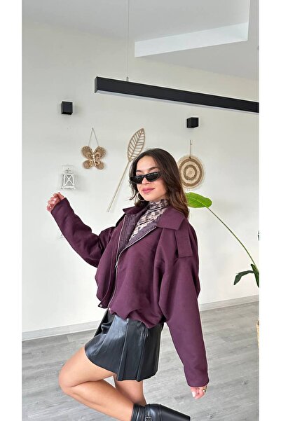 Estilo Taba Süet Apoletli Balon Kadın Ceket