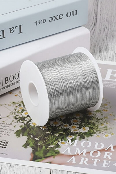 LA TINY AKSESUAR Macrame Parachute Cord 0.6mm, Jewelry Cord Durable, Hobby Making, Bracelet, Necklace, Macrame Cord - Silvery Cord