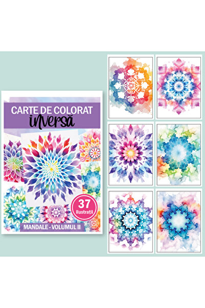 Legendary Gifts Carte de colorat inversată cu 37 de ilustrații, Mandala - Vol...