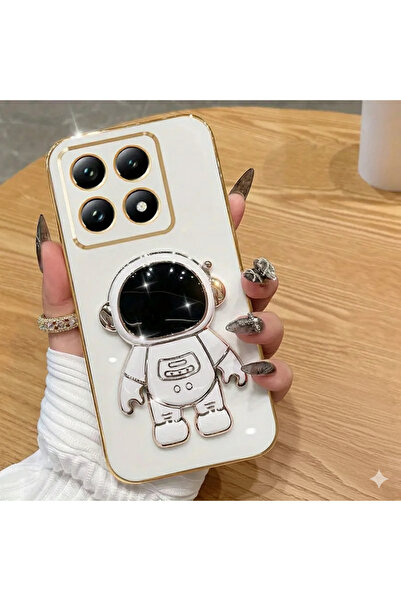 Rivor حافظة هاتف شاومي مي 14 تي برو بحواف لامعة ونقش ذهبي مع شكل رائد فضاء وح...