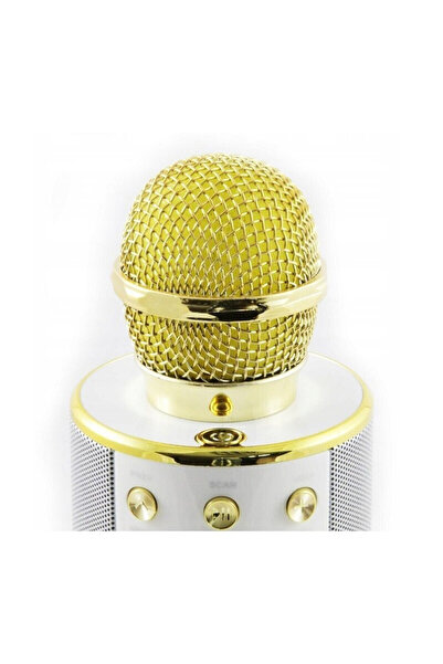 SmartElectro Wireless Bluetooth Karaoke Microphone, 5 W, TF/USB/AUX, ECHO Effect, Gold, Portable