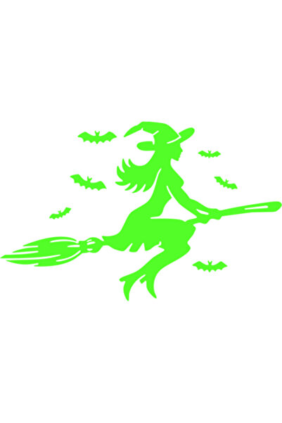 Oracal "Witch" car sticker, 18x16 cm, green