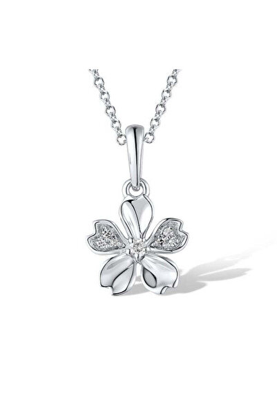 Bijuteria SORELLY 14k White Gold Pendant Flower with Diamonds 0.031ct