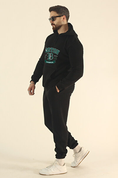 EydaMoon Men's Boston Tracksuit Set Sweatshirt Jogger - Regular Winter Kangaroo Pocket Hooded