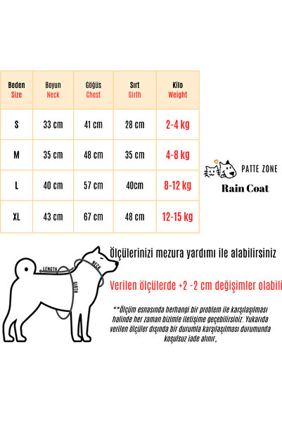 Patte Zone Tiger - İçi Leopar - Kedi Köpek Yağmurluğu