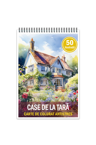 Legendary Gifts Carte de colorat antistres, 50 de ilustrații cu case de la țară, 106 pagini, format: A5