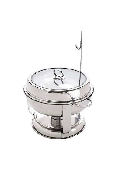 cc bin shihon Stainless steel buffet warmer with lid holder and candle base, 6-liter capacity