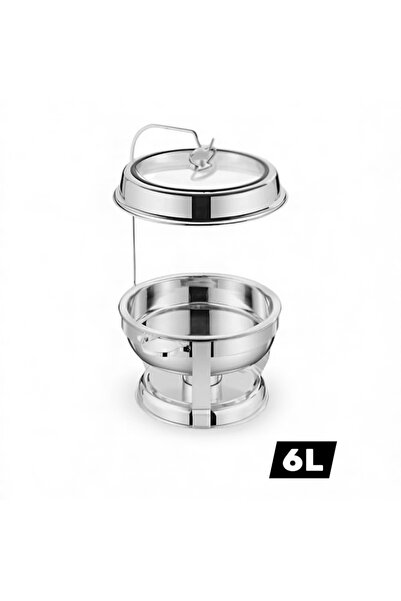 cc bin shihon Stainless steel buffet warmer with lid holder and candle base, 6-liter capacity