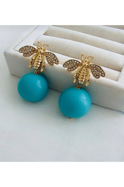 Home Brand Model Turquoise Bee Dangle Earrings