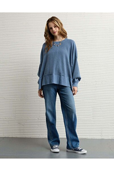 AMERICAN EAGLE سويت شيرت AE Big Hug Crew Neck Waffle