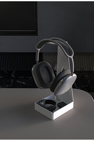 alfams by fmsa Metal Earphone Stand with Storage Compartment – Over-Ear & Tws & Wireless Headphone Desktop Organizer