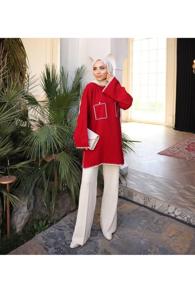 Kirazca Butik Women's Standard Size Corded Fabric Knitwear Set