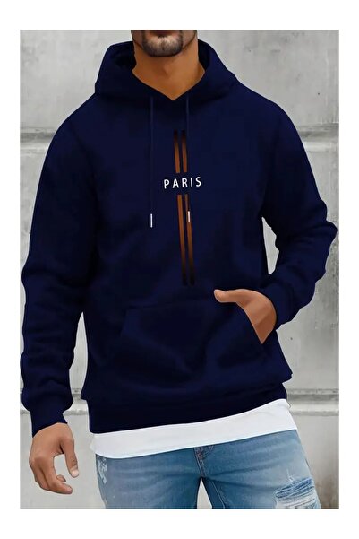 CLASİVA سويت شيرت بقلنسوة بتصميم أنيق ومريح باريس مطبوع قصة فضفاضة للجنسين ال...