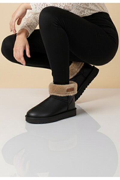 Pierre Cardin Kadın Kürklü Siyah Günlük Yağmur Bot 55314