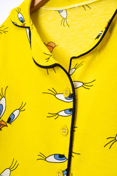 FURYATEX Girl's Chick Patterned Pajama Set - with Sleep Headband Gift