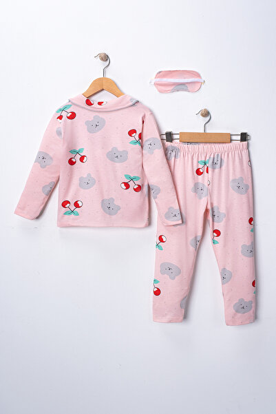 FURYATEX Girl's Cherry Patterned Pajama Set - Sleep Headband Gift