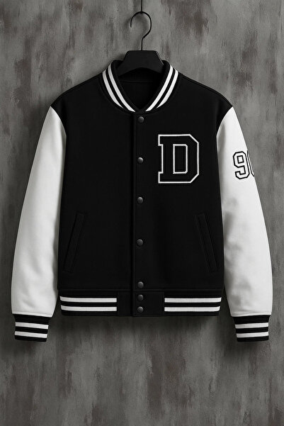 DAMGA JEANS Palton pentru colegiu din denim negru Premium supradimensionat pe...