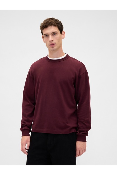 GAP Erkek Bordo Heavyweight Crop T-Shirt