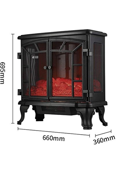 GVC PRO مدفأة كهربائية بإضاءة LED وجهاز تحكم عن بعد 2000 واط GVCHT-215 أسود