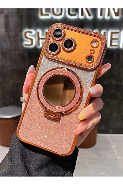 Generic Magnetic Glitter Case for iPhone 17 Pro，Makeup Mirror Holder，Diamond Edge， Premium Gradient Cover