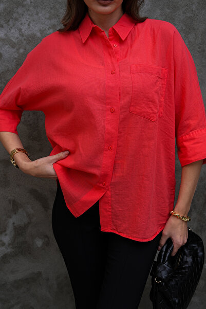 FancyWorld Факър единична джобна прекалено голяма 100% памучна риза