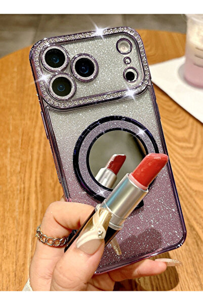 Generic Magnetic Glitter Case for iPhone 17 Pro，Makeup Mirror Holder，Diamond Edge， Premium Gradient Cover