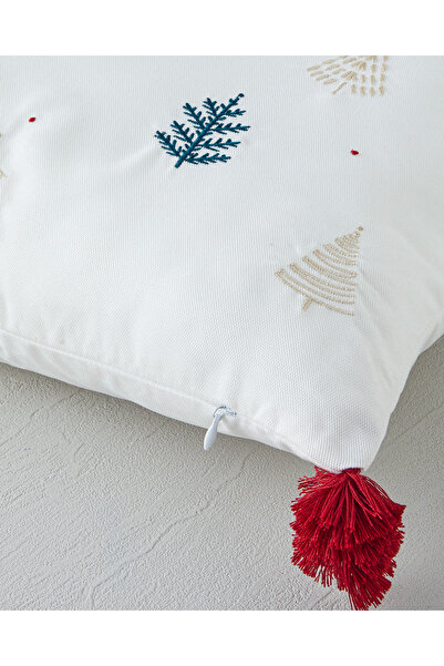 English Home Pinejoy Embroidered Decorative Throw Pillow 33X50 cm Ecru