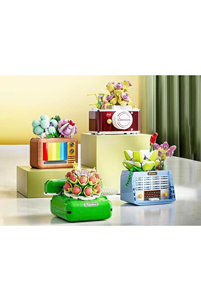 Cici Oyuncak Jaki Kamera Telefon Televizyon Radyo Çiçekli Bloklar Yapı Birleş...