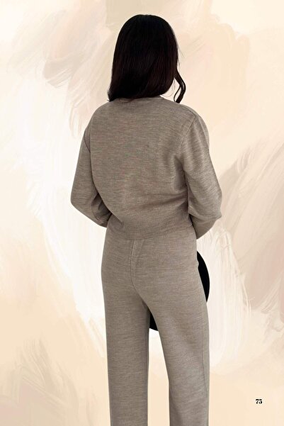 Moda Amore Comfortable Crop Cardigan & Wide Leg Knitwear Set - Standard Size Casual & Stylish Combinations 3004