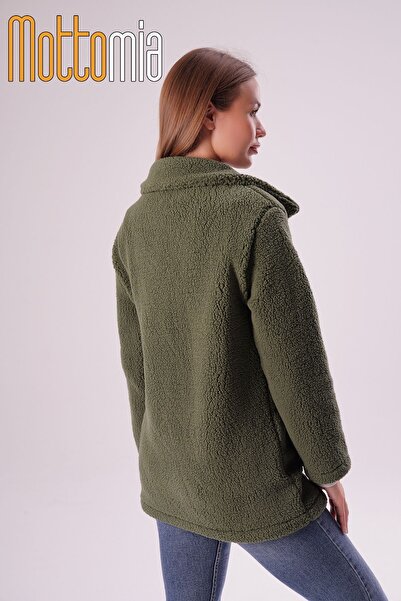 mottomia Brown Buttoned Women's Welsoft Coat with Pockets Oversized Soft Warm Winter Coat