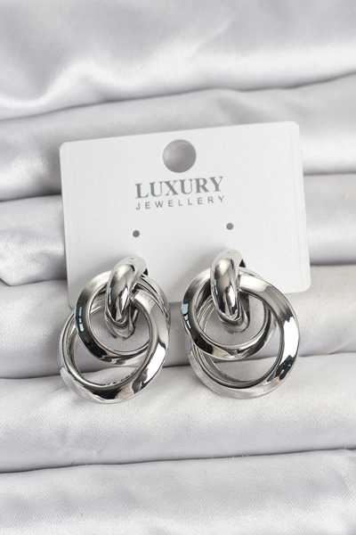 Belle Fusion أقراط نسائية من النحاس الأصفر موديل BFS فضية اللون