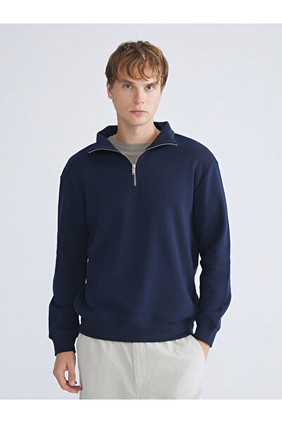 LC Waikiki Vizyon New Season Zippered Mock Neck Men's Thick Sweatshirt