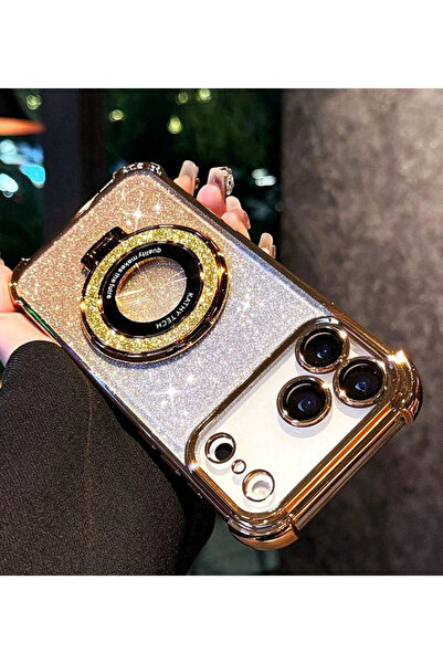 Generic Magnetic Glitter Case for iPhone 17 Pro Max，Sparkly Stand，Luxury Gradient Shockproof Protector Cover