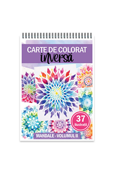 Legendary Gifts Carte de colorat inversată cu 37 de ilustrații, Mandala - Volumul II, 80 de pagini, Format: A5