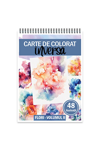 Legendary Gifts Carte de colorat inversată cu 48 de ilustrații, Flori - Volum...