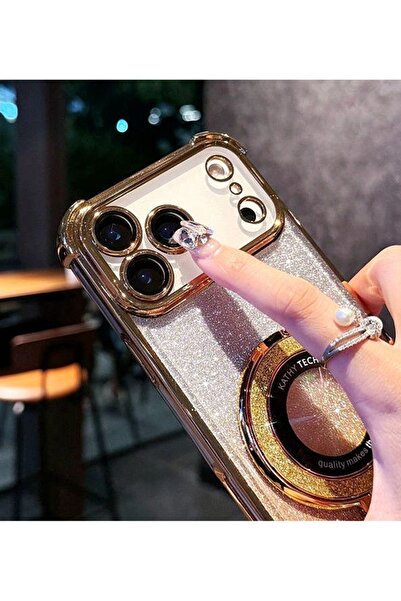 Generic Magnetic Glitter Case for iPhone 17 Pro Max，Sparkly Stand，Luxury Gradient Shockproof Protector Cover