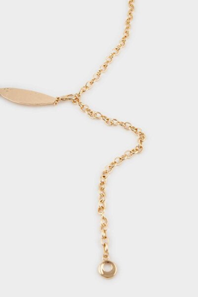 DeFacto Γυναικεία Ασημένια Μεταλλική Ζώνη με Λαμπερό Σχέδιο G3681AXNS