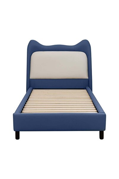 Danube Home Knight 90x200 Upholstered Kids Bed - Blue/Light Grey, Engineered Wood, Faux Leather, 2-Year Warranty