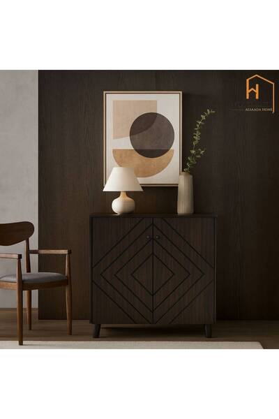 Al Saada Home Featured 2-Door Shoe Cabinet - 91x34x80 cm - Brown