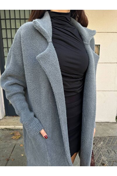 Abalı Yeni sezon kışlık ceket Yumuşak sakal yün iplik Hamwi Rozlinda model