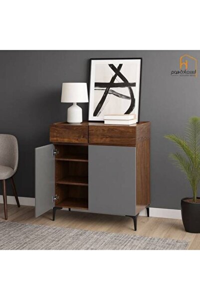 Al Saada Home 2-Door Multi-use Shoe Cabinet 98x40x80 cm - Brown & Gray