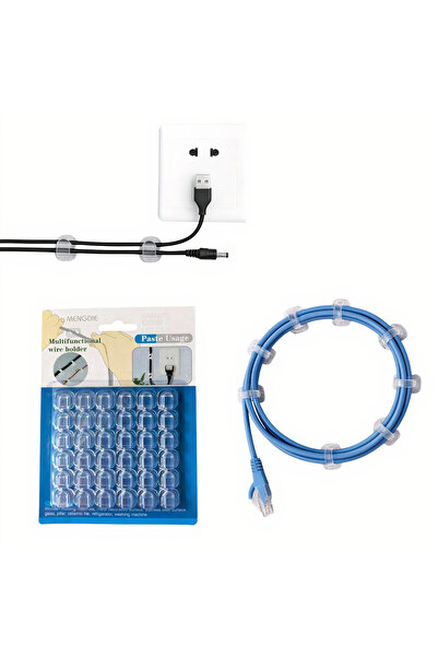 Issa Adhesive Cable Clips 36pc Set Transparent