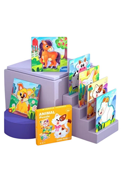 Krista Set de 6 puzzle-uri cu 4 piese, Animale