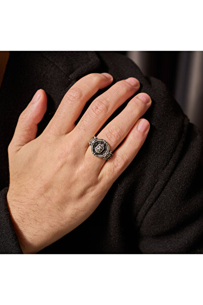 Umut silver Aslan İşlemeli 925 Ayar Gümüş Erkek Yüzük