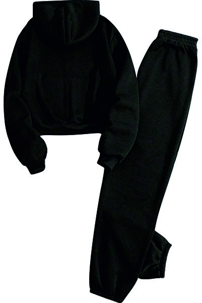 HOFFNUNG Casual Hooded Top and Sweatpants Set - Solid Color Milano Full Zip